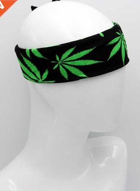 Cotton Bandana Green Leaves Black Hiphop Men Squares Neck Sc
