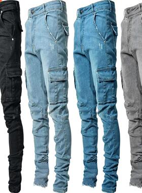 2022 Newest Europe Jeans Men Pencil Pants Casual Cotton Den