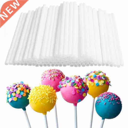 100Pcs Plastic Lollipop Stick Safe White Cake Topper Pop Suc