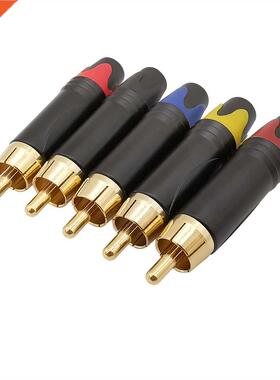 2Pcs 5 Colors Gold Plated RCA Male Plug Soldering Connector