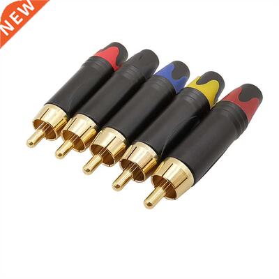 2Pcs 5 Colors Gold Plated RCA Male Plug Soldering Connector