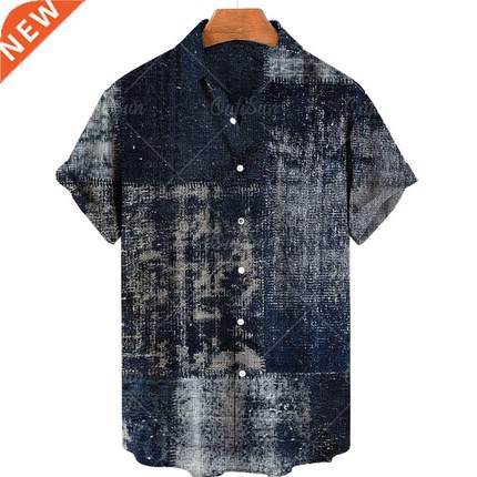 Hawaiian men's short sleeve shirt, open collar single button