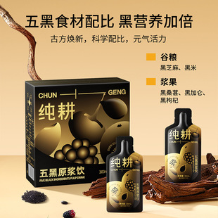 纯耕五黑原浆300ml(10袋)*2盒装 桑葚黑米黑芝麻黑加仑黑枸杞