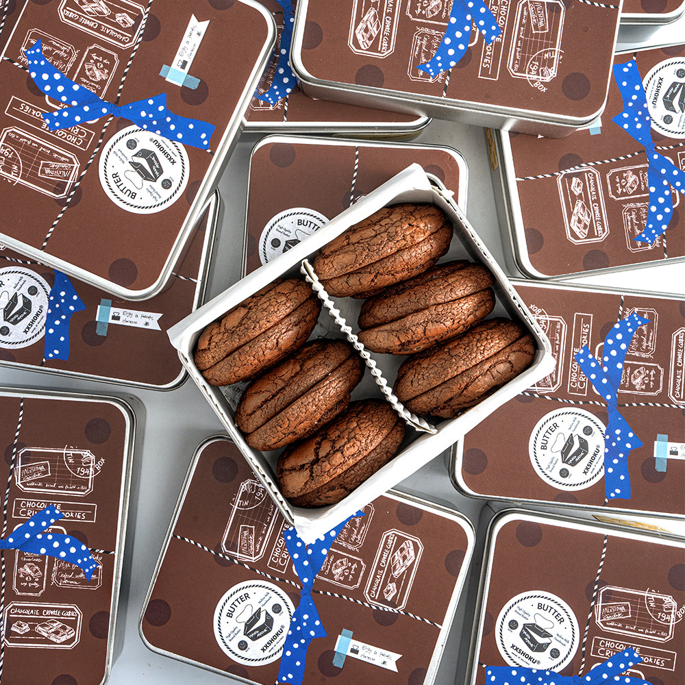 宿咕软心曲奇夹心巧克力饼干小零食点心小吃办公室解馋甜点铁盒