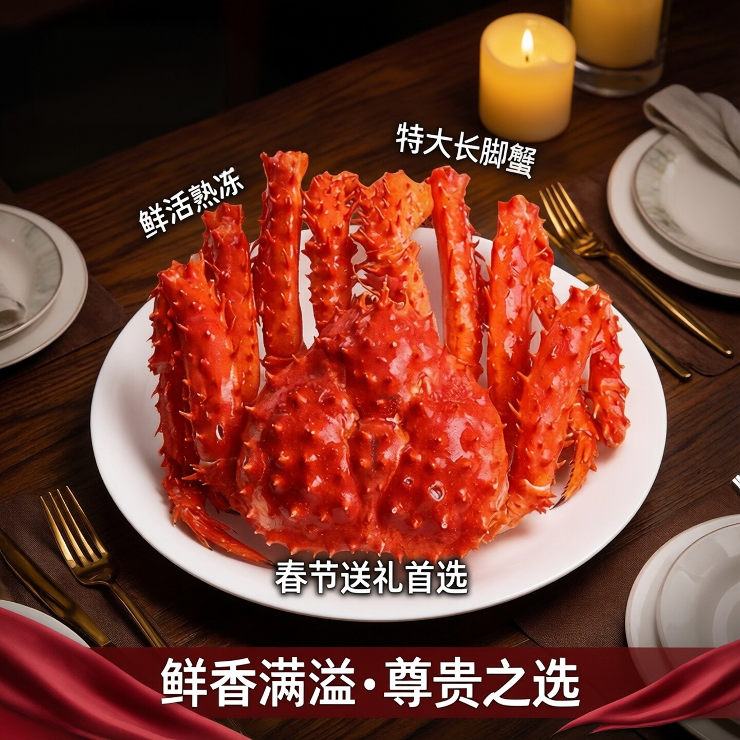 海渔链帝王蟹熟冻皇帝蟹特大螃蟹长脚蟹中秋海鲜水产（无礼盒装）