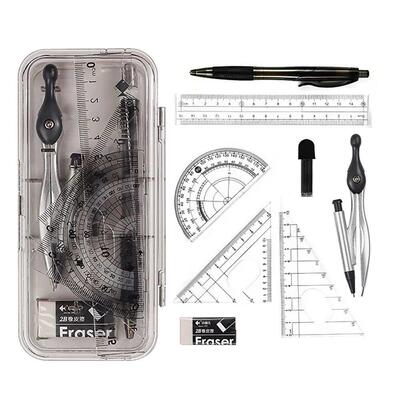 8-Pcs Math Geometry Drawing Tools Set with Stationery Box Ci