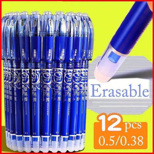 12PCS Erasable Gel Pen Blue Black Red Ink 0.5 0.38mm Washabl
