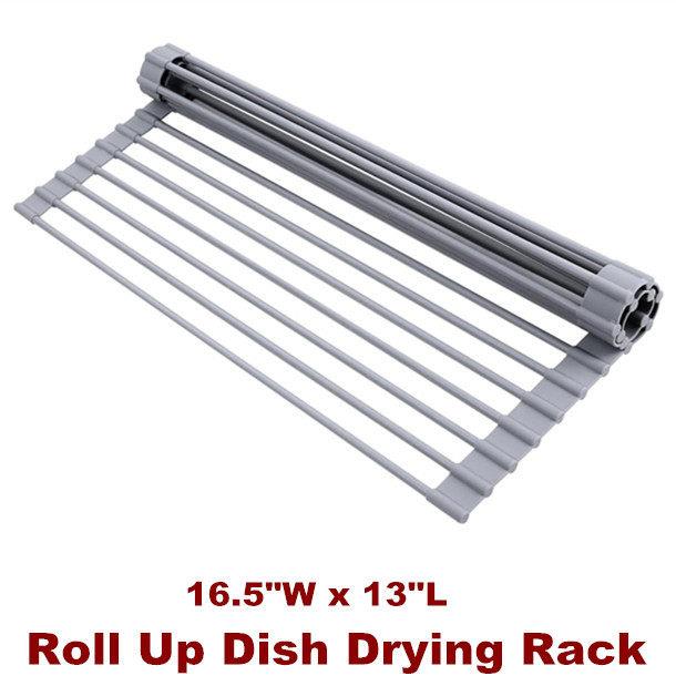 Roll Up Dish Drying Rack Drainer Kitchen Counter Over Sink