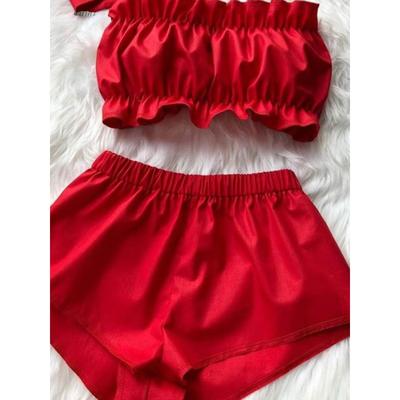 Sexy Pink Striped Cute Pajama Set 性感粉色条纹可爱睡衣套装女