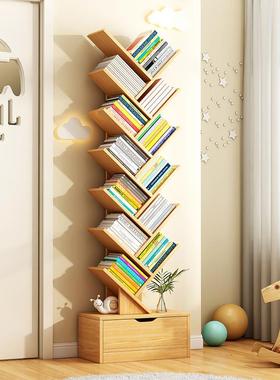 Bookshelf wooden student study multi-layer storage bookcase