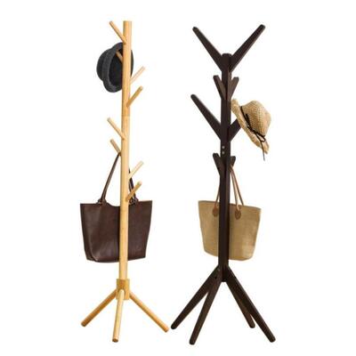 Wooden Coat Rack Stand 8 Hooks, Sturdy for Clothes/Bags/Hats