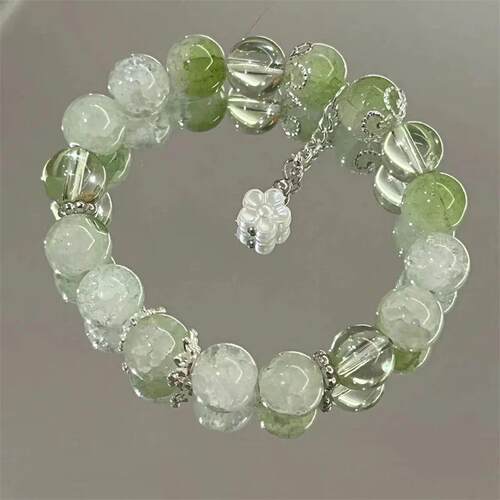 Simple Green Popcorn Crystal Bracelet For Women Girls Korea