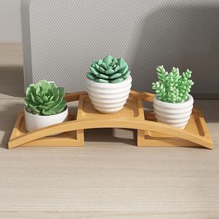 新款多肉花架办公室桌面置物架实木客厅窗台收纳架飘窗阳台小姜茶
