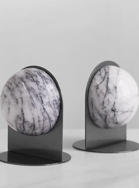 简约现代大理石书档摆件样板间书房办公桌书立书靠书夹装饰品