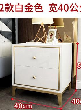 后现代轻奢风简约床头柜黑白色亮光烤漆不锈钢镀金卧室40cm储物柜
