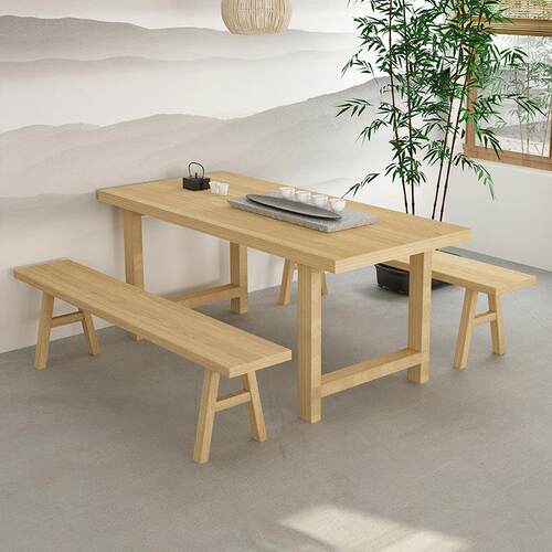 现代实木餐桌椅长条凳小户型家用餐饮茶几办公长方形吃饭桌椅组合