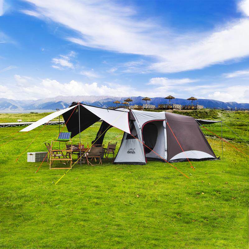 露营加厚一室一厅自动帐篷野营防暴雨天幕沙滩双层免搭建速开防晒