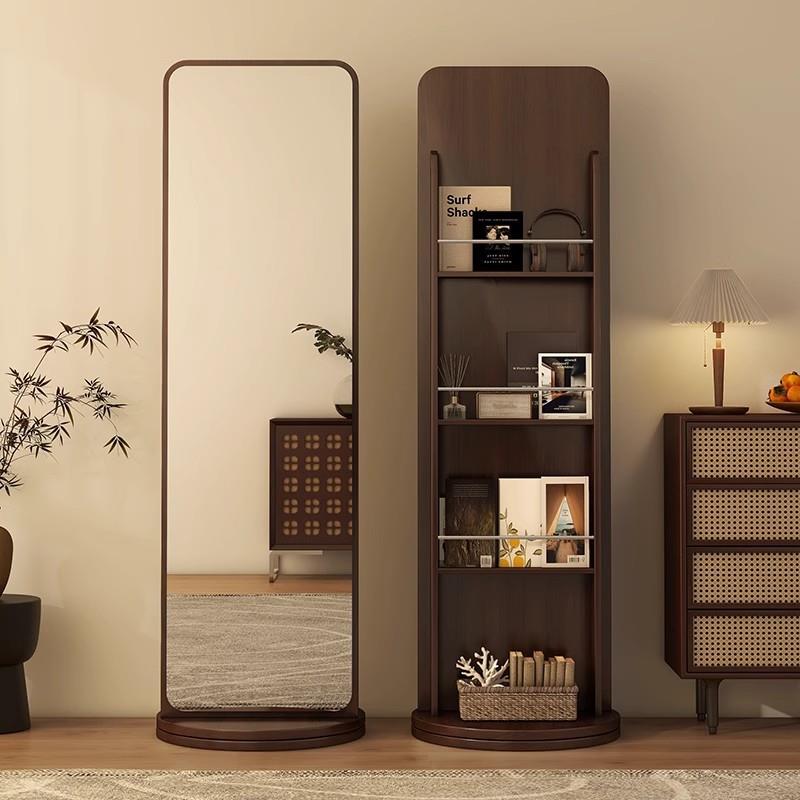 旋转全身镜落地镜家用卧室可移动试衣镜子报刊杂志置物一体穿衣镜