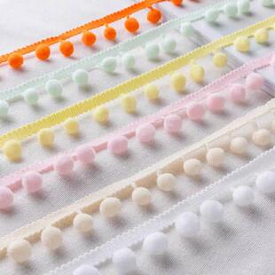 跨境品质35色1.2cm毛球花边 绒球花边 小球花边辅料 大货从优