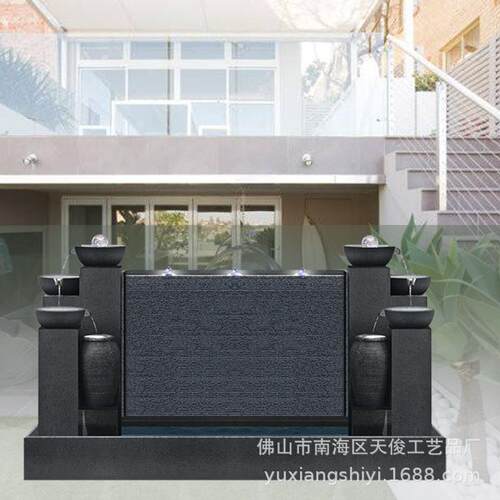 大厅流水墙水幕墙简约水景石雕喷水鱼池花园装饰水系园水景观厂家