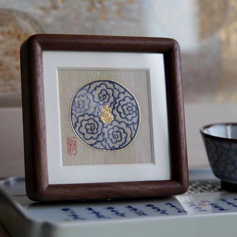 刺绣实木相框摆台定制装裱挂墙高级感十字绣手工创意礼物桌面摆件