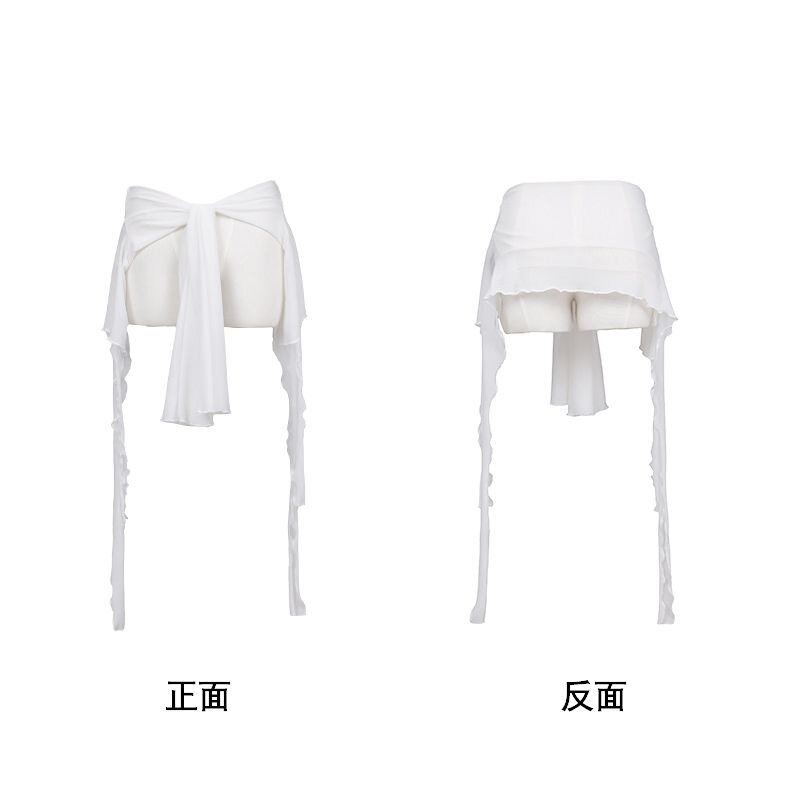 XXBUNI 爵士跳舞屁帘腰搭两用腰巾街舞网纱上衣女爵士跳舞罩衫女
