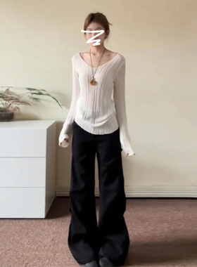 白色v领毛衣内搭打底衫女早春2026新款慵懒风高级感修身针织上衣