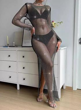 outer flash elastic diamond fashion luxury fishnet