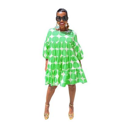 polka dress half dresses cascading loose elegant big smock