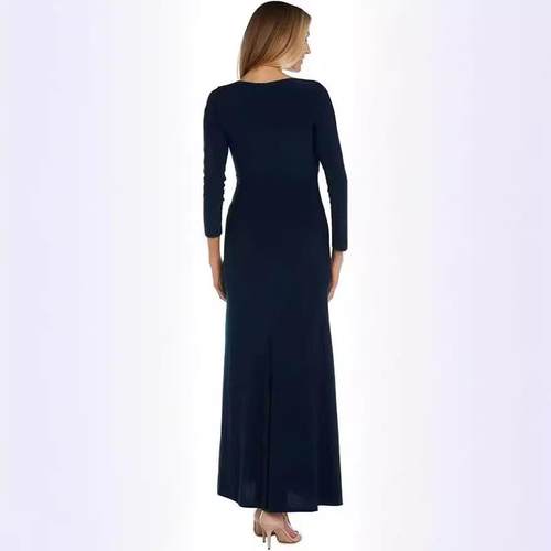 Evening Gown Bodycon V Neck Side Ruches and Slits Long