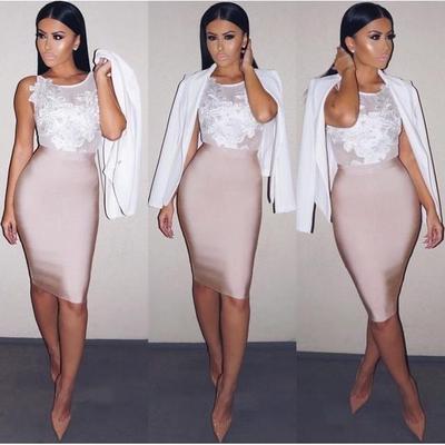 Bandage Skirt Elegant Knee-Length High Waist Elastic