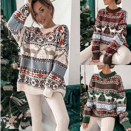 pullover winter autumn jumper knitwears elk reindeer years