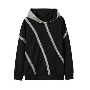 hooded Women loose sweatshirt sequined