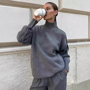 casual turtleneck sweater lazy Womens pullover thickened