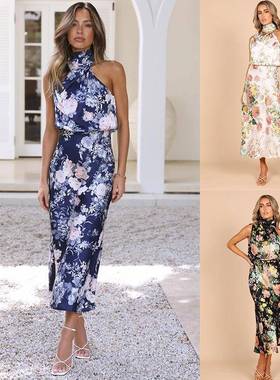 Womens light mature temperament long skirt sleeveless