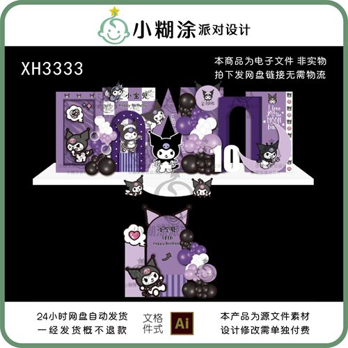 宝宝周岁百日派对背景装饰PSD素材模板