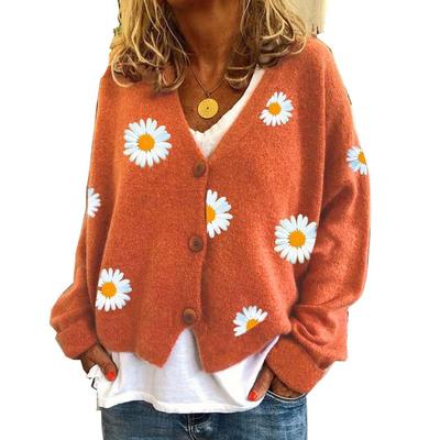 embroidered sweater autumn knitted sweater breasted coat