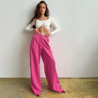 Wide-leg trousers high waist suit trousers womens drapey