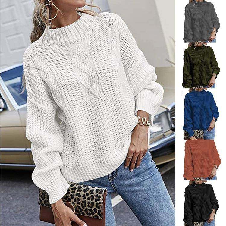 twist yellow turtleneck women sweater oversized long white