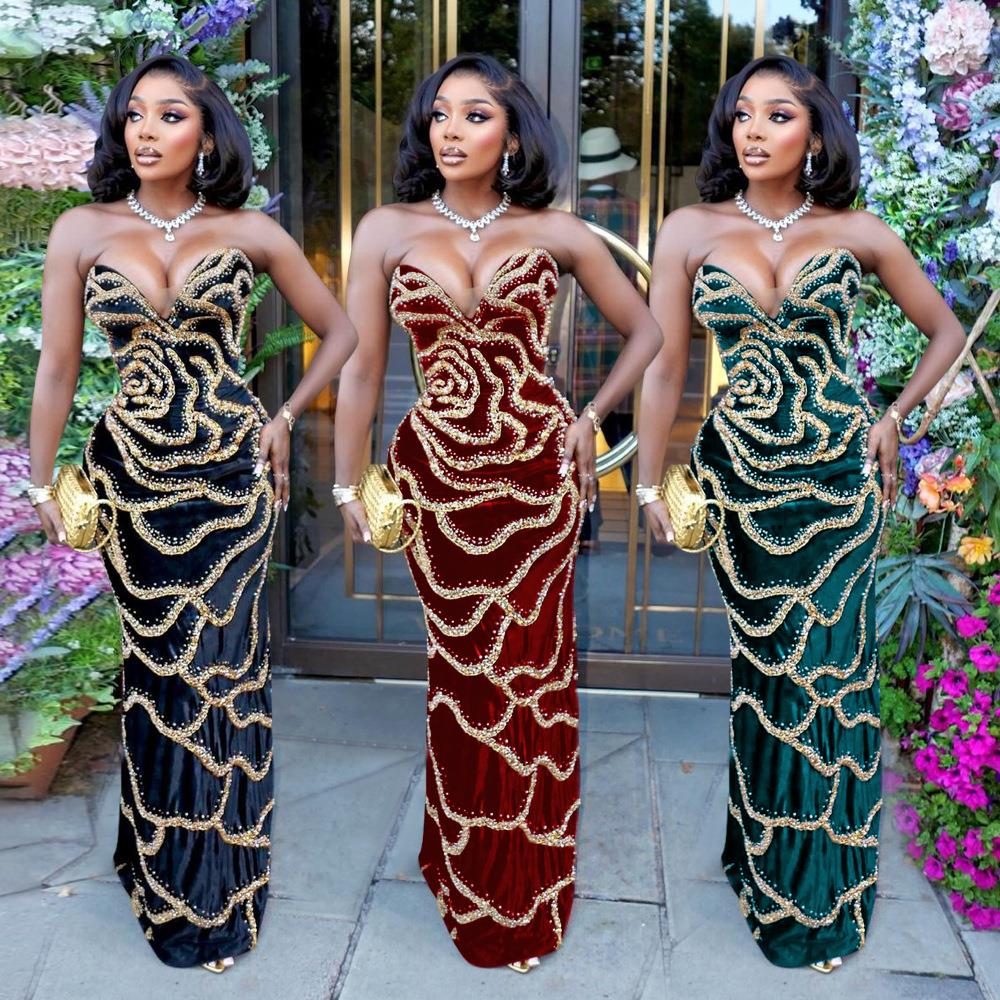 female skirt top tube V-neck sexy female dress dress host