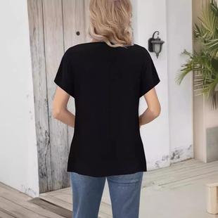 shirt color top sleeved loose short button casual