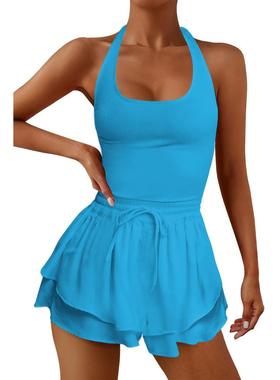 women tennis dress cutout loose sleeveless athletic dresses