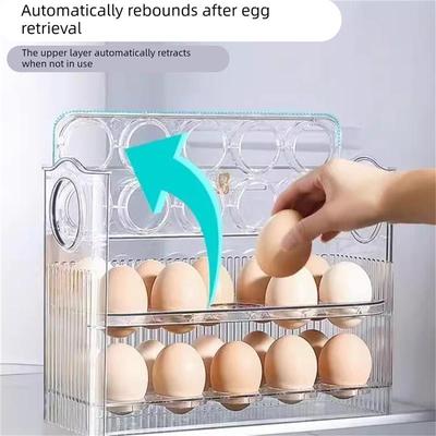 鸡蛋收纳盒冰箱用侧门大容量自动翻盖保鲜盒食品级专用放鸡蛋神器