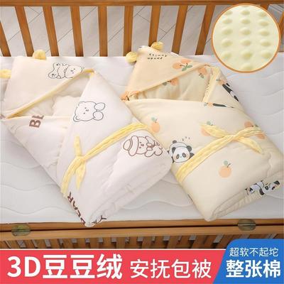 初生婴儿冬天包被新生冬厚款新出生防惊跳豆豆绒产房专用秋冬保暖
