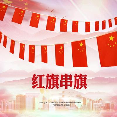 中国国旗串旗7号8号五星红旗吊旗礼品国庆节装饰挂旗连串国旗