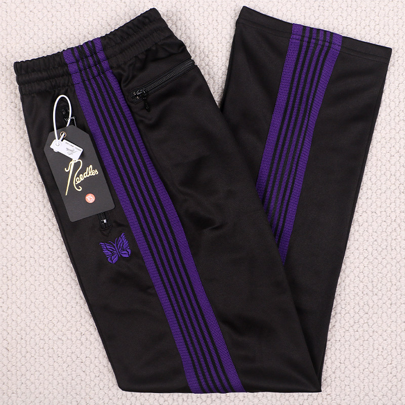 thumbnail for Japanese Style Needles Velvet Butterfly Embroidered Track Velvet Pants Men's Casual Loose Pants Sports Pants Women