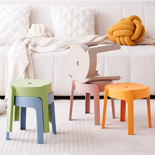 塑料小凳子儿童小板凳可叠放圆凳小餐桌凳子可浴室用久坐着舒服小