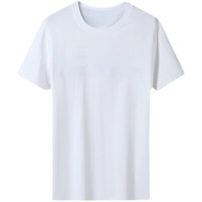 新款夏季纯棉短袖T恤男士宽松大码全棉圆领打底衫纯色情侣亲子装