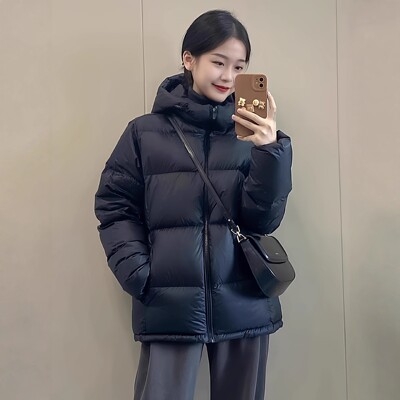 黑色羽绒棉服女2025冬季新款连帽棉衣加厚情侣外套小个子保暖棉袄