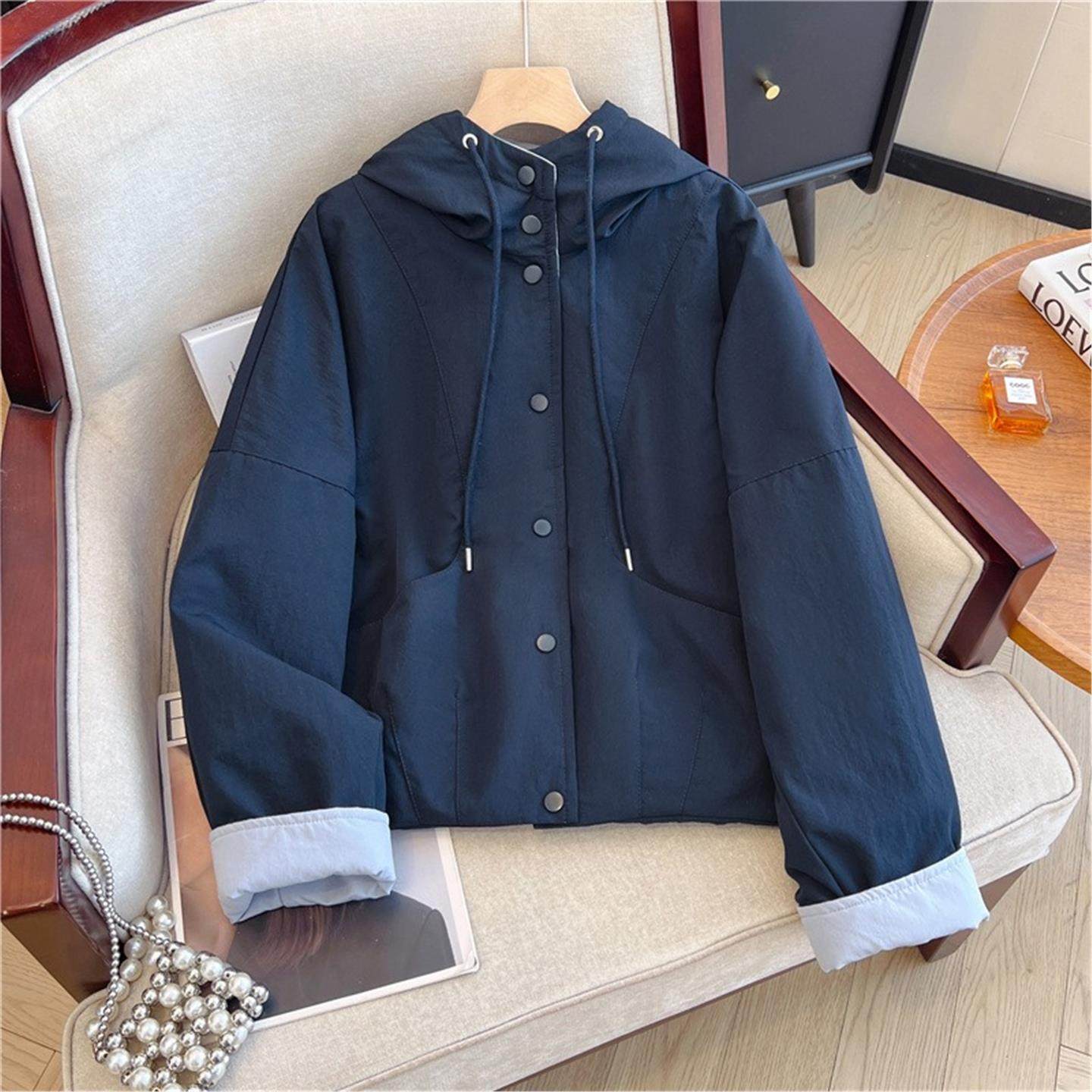 藏青色连帽正肩棉衣外套女秋冬季新款高级感工装风夹克上衣A8585,女装/女士精品,棉衣/棉服,淘宝优惠券,粉丝福利购,淘宝优惠卷